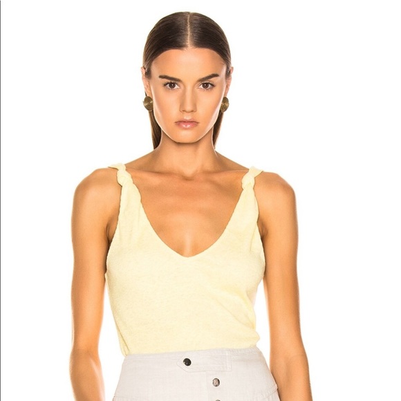 The Range Shadow Linen Knot Strap Ribbed Layered Tank Top Size XS Revolve Yellow - Picture 1 of 11